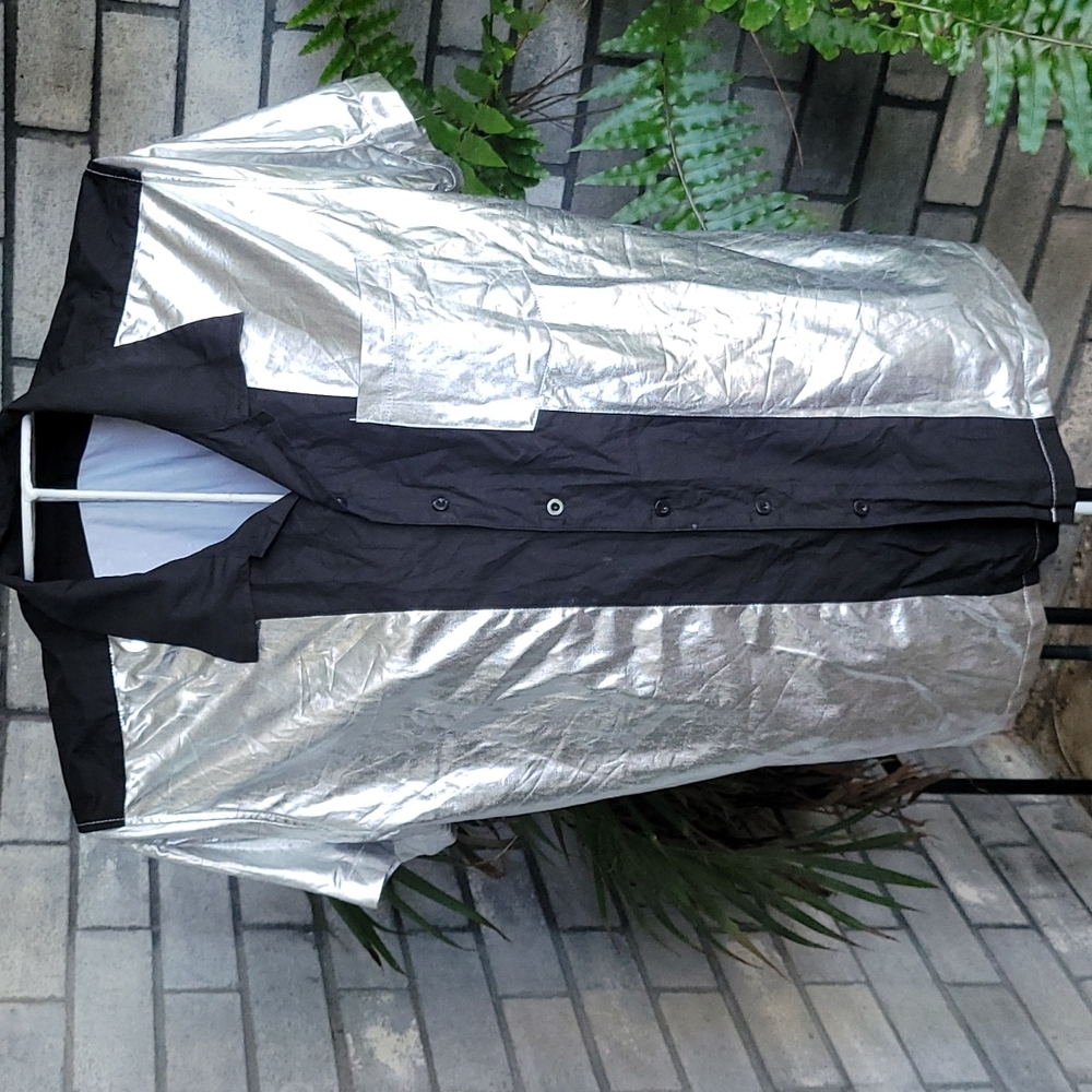 COOFANDY SHORT SLEEVE SILVER/BLACK.XL